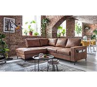 Lilly - Canapé d'angle gauche - 5 places - convertible - en microfibre - Marron