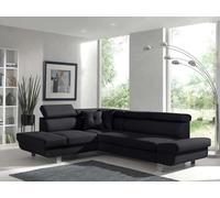 Bestmobilier - Canapé d'angle Convertible - Angle Gauche - Lisbona en Tissu - Canapé Lit - Sofa Noir 5 Places - Têtières Réglables - Salon
