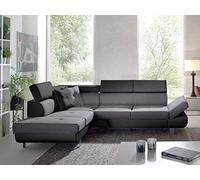 Bestmobilier - Canapé d'angle Convertible - Angle Gauche - Lisbona en Tissu - Canapé Lit - Sofa Noir/Gris 5 Places - Salon