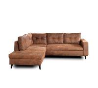 NORDIC - Canapé d'angle L - 5 places - Convertible - Industriel vintage - Gauche - Marron