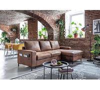 Bestmobilier - Canapé d'angle Convertible avec Coffre - Angle Droit - Lilly en Microfibre - Canapé Lit - Sofa Marron 4 Places - Salon Industriel/Vintage/Rétro