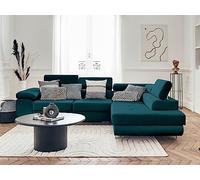 Bestmobilier - Canapé d'angle Convertible avec Coffre - Angle Droit - Pablo en Velours - Canapé Lit - Sofa Bleu Canard 5 Places - Têtières Réglables - Salon