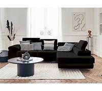 BestMobilier - Canapé d'angle Convertible avec Coffre - Angle Droit - Pablo en Velours - Canapé Lit - Sofa Noir 5 Places - Têtières Réglables - Salon