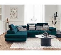 Bestmobilier - Canapé d'angle Convertible avec Coffre - Angle Gauche - Pablo en Velours - Canapé Lit - Sofa Bleu Canard 5 Places - Têtières Réglables - Salon
