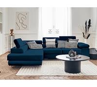 BestMobilier - Canapé d'angle Convertible avec Coffre - Angle Gauche - Pablo en Velours - Canapé Lit - Sofa Bleu Nuit 5 Places - Têtières Réglables - Salon