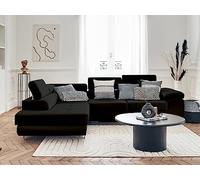 BestMobilier - Canapé d'angle Convertible avec Coffre - Angle Gauche - Pablo en Velours - Canapé Lit - Sofa Noir 5 Places - Têtières Réglables - Salon