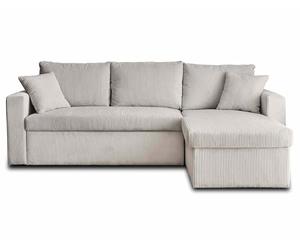 Bestmobilier - Canapé d'angle Convertible avec Coffre Réversible Cyrus en Velours Côtelé - Canapé Lit - Sofa Gris Clair 4 Places - Angle Droit - ou Gauche - Salon