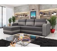 Bestmobilier - Canapé d'angle Convertible avec Coffre Réversible Harvey en Tissu - Canapé Lit - Sofa Gris 4 Places - Angle Droit - ou Gauche - Salon