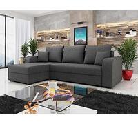 Bestmobilier - Canapé d'angle Convertible avec Coffre Réversible Harvey en Tissu - Canapé Lit - Sofa Gris Foncé 4 Places - Angle Droit - ou Gauche - Salon
