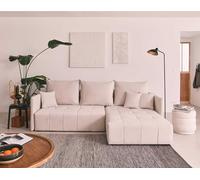 Petra - canapé d'angle réversible - convertible avec coffre - 4 places - en velours - Beige