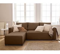 Regala - canapé d'angle réversible - 4 places - convertible avec coffre - en tissu - Marron