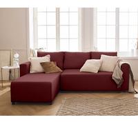 Bestmobilier - Canapé d'angle Convertible avec Coffre Réversible Regala en Tissu - Canapé Lit - Sofa Rouge 4 Places - Angle Droit - ou Gauche - Salon