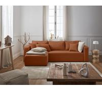 Bestmobilier - Canapé d'angle Convertible avec Coffre Réversible Topaze en Tissu - Canapé Lit - Sofa Terracotta 4 Places - Angle Droit - ou Gauche - Salon