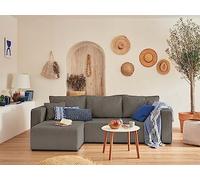 Bestmobilier - Canapé d'angle Convertible avec Coffre Réversible Topaze en Velours Côtelé - Canapé Lit - Sofa Gris 4 Places - Angle Droit - ou Gauche - Salon