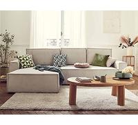 Bestmobilier - Canapé d'angle Convertible Réversible Dellia en Velours Côtelé - Canapé Lit - Sofa Beige 4 Places - Angle Droit - ou Gauche - Salon