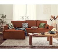 Bestmobilier - Canapé d'angle Convertible Réversible Dellia en Velours Côtelé - Canapé Lit - Sofa Terracotta 4 Places - Angle Droit - ou Gauche - Salon