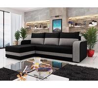 Bestmobilier - Canapé d'angle Convertible Réversible Harvey en Tissu - Canapé Lit - Sofa Gris 4 Places - Angle Droit - ou Gauche - Salon