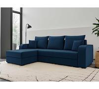 Bestmobilier - Canapé d'angle Convertible Réversible Harvey en Velours - Canapé Lit - Sofa Bleu Marine 4 Places - Angle Droit - ou Gauche - Salon
