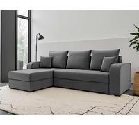 Bestmobilier - Canapé d'angle Convertible Réversible Harvey en Velours - Canapé Lit - Sofa Gris 4 Places - Angle Droit - ou Gauche - Salon
