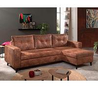 NORDIC - Canapé d'angle réversible - 4 places - Convertible - Industriel vintage Couleur - Marron - Marron