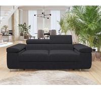 Bestmobilier - Canapé Pablo en Velours Côtelé - Sofa Noir 2 Places - Têtières Réglables - Salon