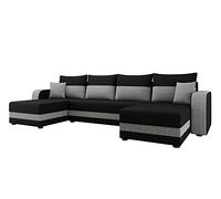 Bestmobilier - Canapé Panoramique en U Convertible avec Coffre Harvey en Tissu - Canapé Lit - Grand Sofa XXL Gris 7 Places - Salon