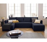 Regala - canapé panoramique - 7 places - convertible avec coffre - en tissu - Bleu