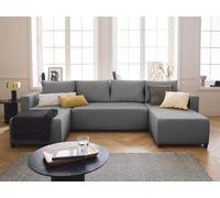 Regala - canapé panoramique - 7 places - convertible avec coffre - en tissu - Gris Gris G