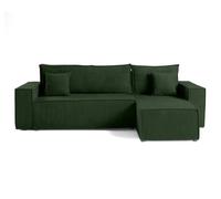 Bestmobilier Cezanne - canapé d'angle réversible - 4 Places - Convertible avec Coffre - en Velours côtelé