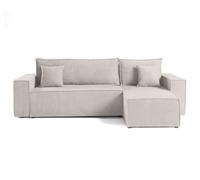 Cezanne - canapé d'angle réversible - 4 places - convertible avec coffre - en velours côtelé - Beige