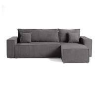 Cezanne - canapé d'angle réversible - 4 places - convertible avec coffre - en velours côtelé - Gris foncé