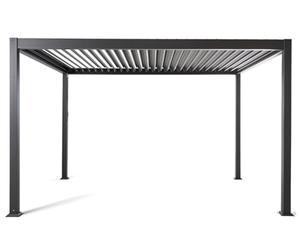 Bestmobilier - Cherry - pergola bioclimatique + Store 4m - Aluminium - 4x3m - Gris Anthracite, Gris Anthracite