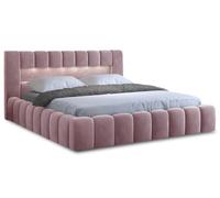Bestmobilier Cleo - lit Coffre avec LED - 140x200 cm - sommier Inclus - en Velours