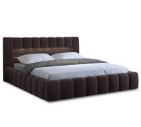 Bestmobilier Cleo - lit Coffre avec LED - 140x200 cm - sommier Inclus - en Velours