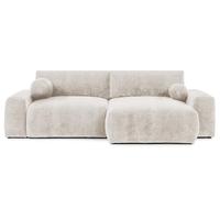 Bestmobilier - Constance - Canapé d'angle réversible 4 Places Convertible avec Coffre en Velours Relief, Beige