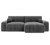 Bestmobilier - Constance - Canapé d'angle réversible 4 Places Convertible avec Coffre en Velours Relief, Gris