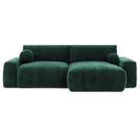 Bestmobilier - Constance - Canapé d'angle réversible 4 Places Convertible avec Coffre en Velours Relief, Vert