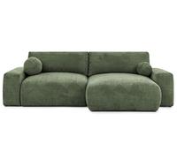 Bestmobilier - Constance - Canapé d'angle réversible 4 Places Convertible avec Coffre en Velours texturé, Vert