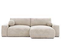 Bestmobilier - Constance - Canapé d'angle réversible 4 Places Convertible avec Coffre en Velours texturé, Beige