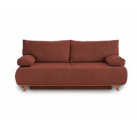 Best mobilier – Canapé 3 places Cristal convertible avec coffre en velours côtelé Terracotta