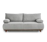 Bestmobilier Canapé convertible Cristal en velours côtelé avec coffre Gris clair 3 places