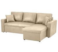 Bestmobilier - Cyrus - Canapé d'angle réversible 4 Places - Convertible avec Coffre - en Simili, Beige