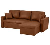 Bestmobilier - Cyrus - Canapé d'angle réversible 4 Places - Convertible avec Coffre - en Simili, Cognac
