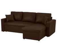 Bestmobilier - Cyrus - Canapé d'angle réversible 4 Places - Convertible avec Coffre - en Simili, Marron