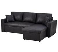 Bestmobilier - Cyrus - Canapé d'angle réversible 4 Places - Convertible avec Coffre - en Simili, Noir