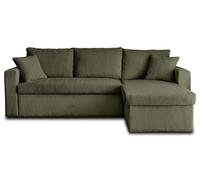 Bestmobilier Cyrus - canapé d'angle réversible 4 Places - Convertible avec Coffre - en Velours côtelé