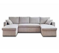 Bestmobilier Cyrus - canapé panoramique en U - 7 Places - Convertible avec Coffre - en Velours côtelé