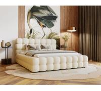 Bestmobilier - Darling - lit Coffre - 140x200 cm - sommier Inclus - en Velours, Beige