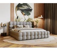 Bestmobilier - Darling - lit Coffre - 140x200 cm - sommier Inclus - en Velours, Gris