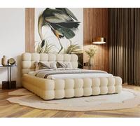 Darling - lit coffre - 180x200 cm - sommier inclus - en tissu bouclette - Beige